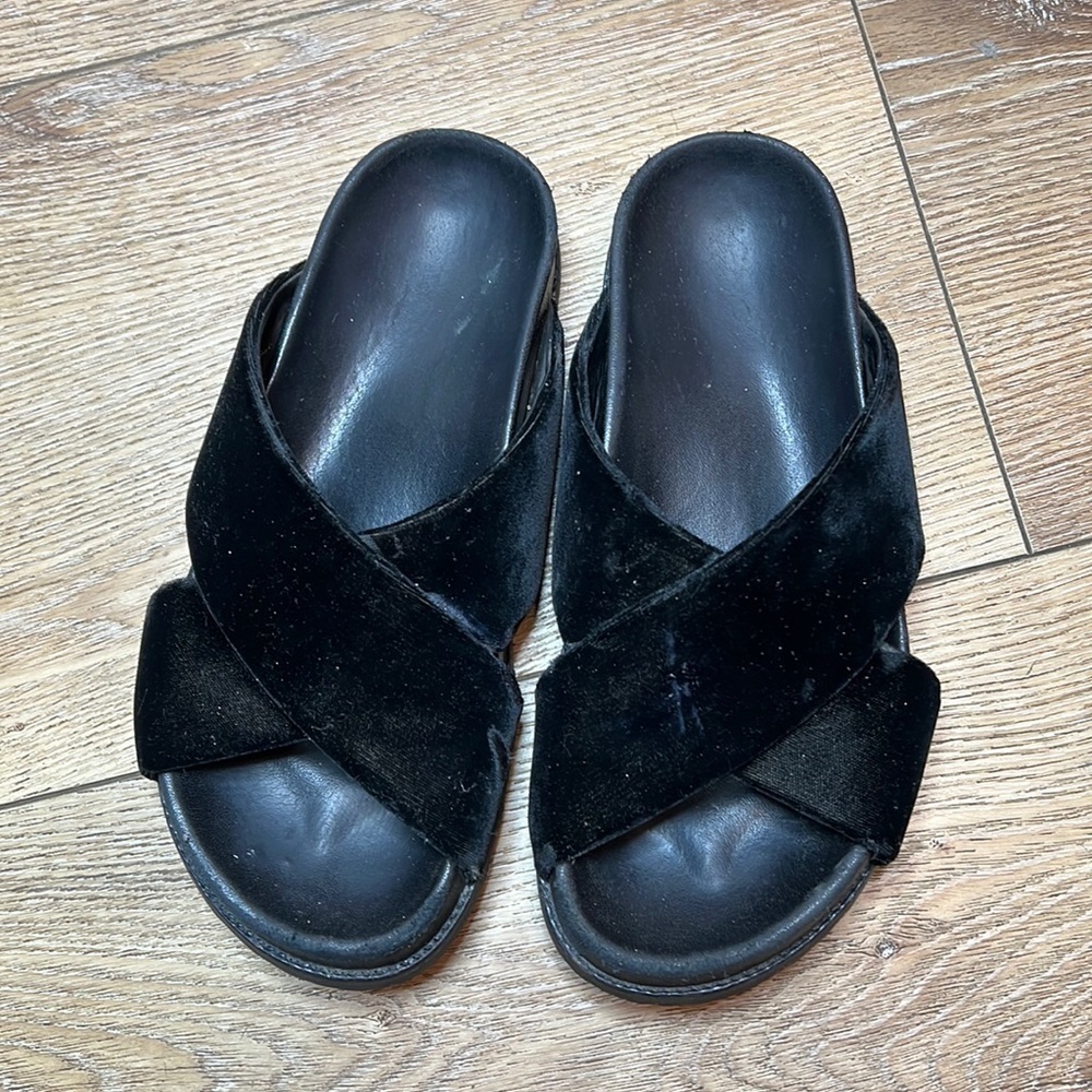 Saint Laurent Jimmy Black Velvet Sandals Size 36/6 - Picture 1 of 9